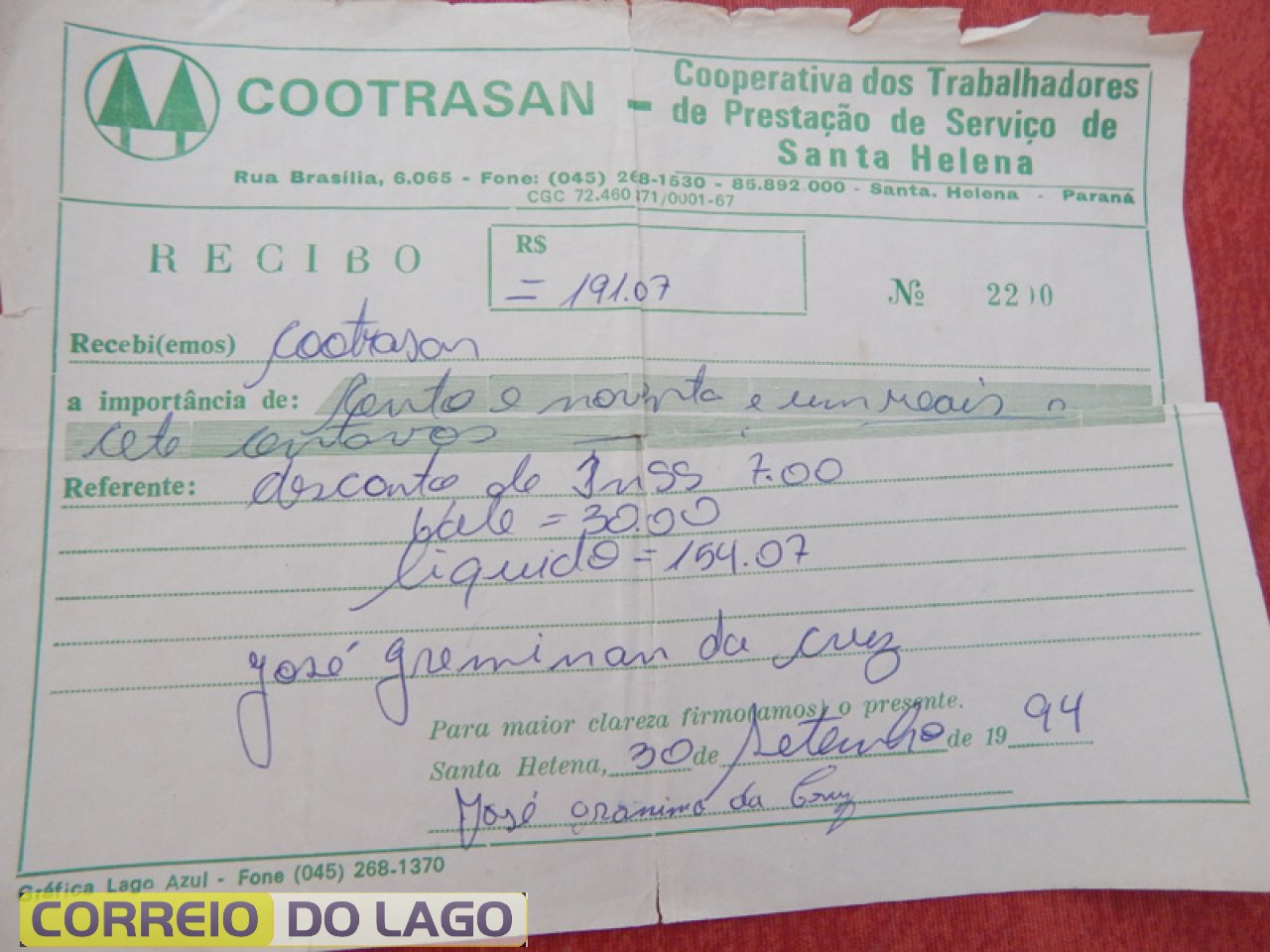 Empresa COOTRASAN no qual José Granima da Cruz trabalhou de pedreiro. Década de 1990.