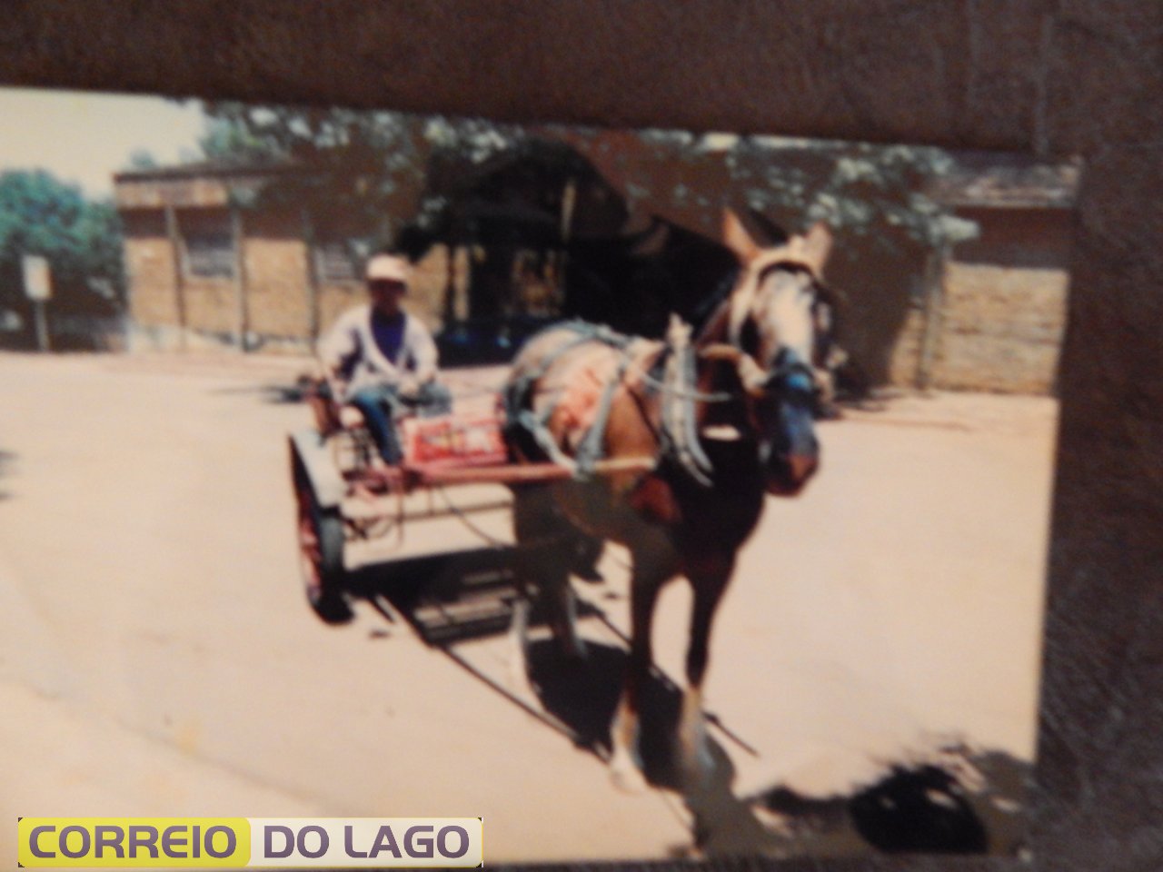 Alcides Rosa Filho entregando leite no centro de Vera Cruz do Oeste. Década de 1980.