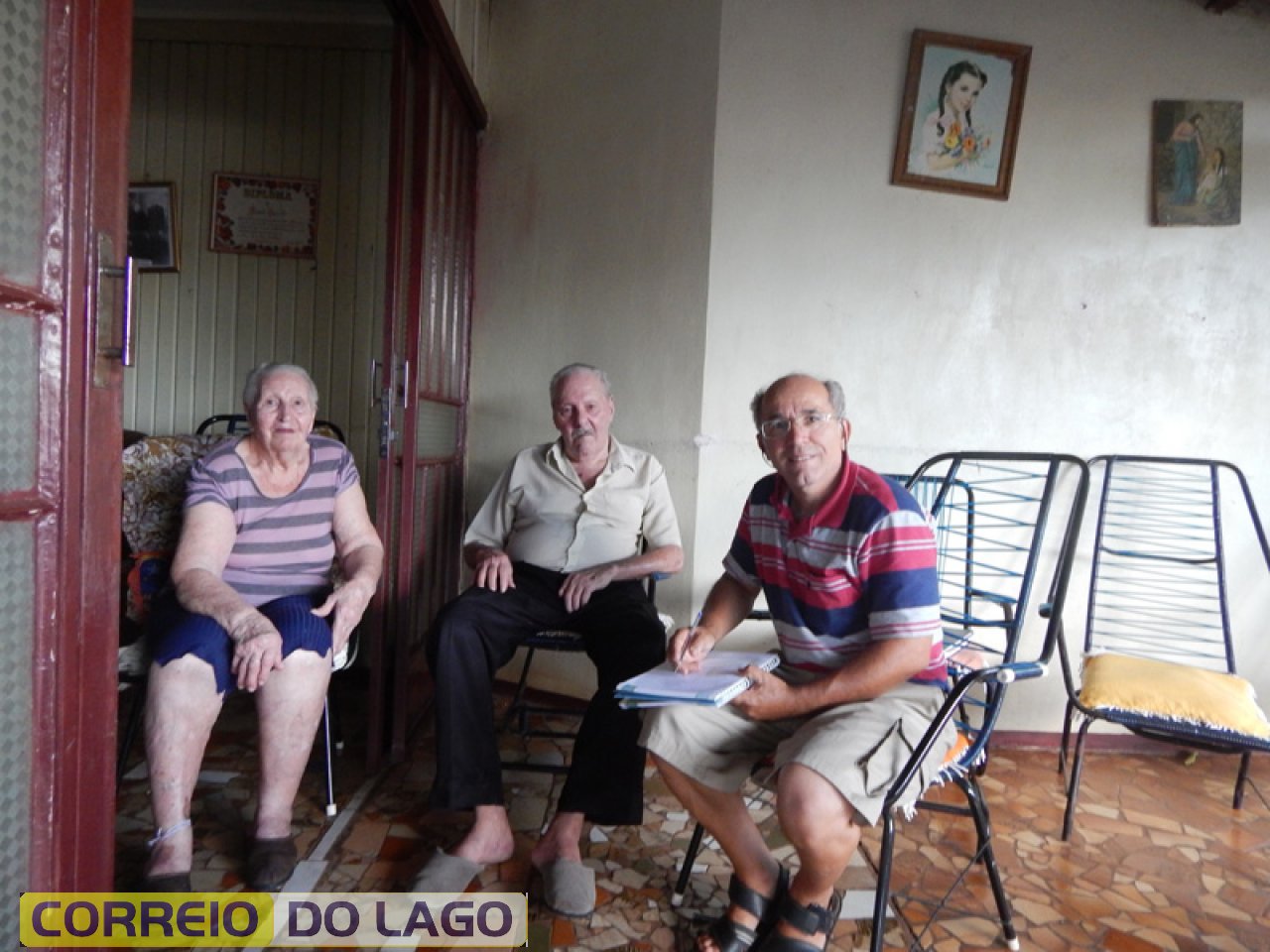 Maria, Avelino Webber e o Prof. João Rosa Correia. Foto 19 de março de 2015.